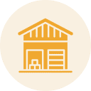 Warehouse icon with boxes inside