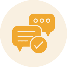 Chat bubbles with check mark icon