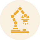 Industrial robot symbol in orange