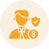 Businessman with dollar and shield icon
