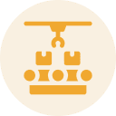 Factory automation icon in orange and cream