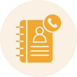 Contact book icon with phone symbol