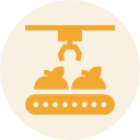 Robotic arm sorting packages on conveyor