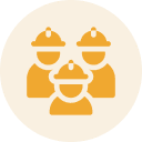 Group of workers wearing helmets