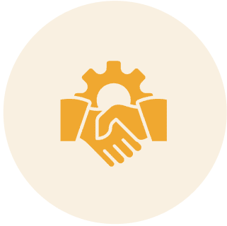 Handshake icon with gear symbol