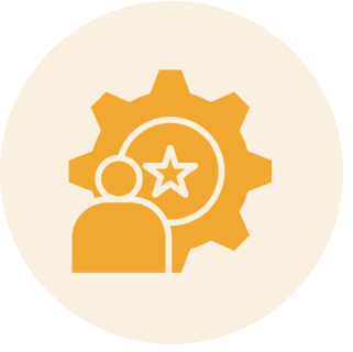 Person and gear icon with star