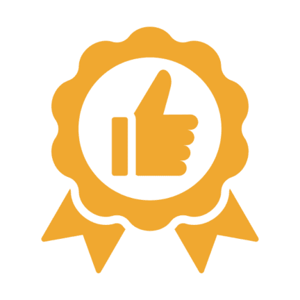 Award ribbon with thumbs-up symbol