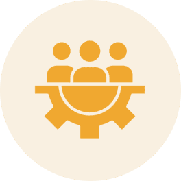 Collaborative team gear symbol